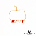 Bracelet en vermeil avec corail et œil de Sainte Lucie