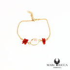 Bracelet en vermeil avec corail et œil de Sainte Lucie