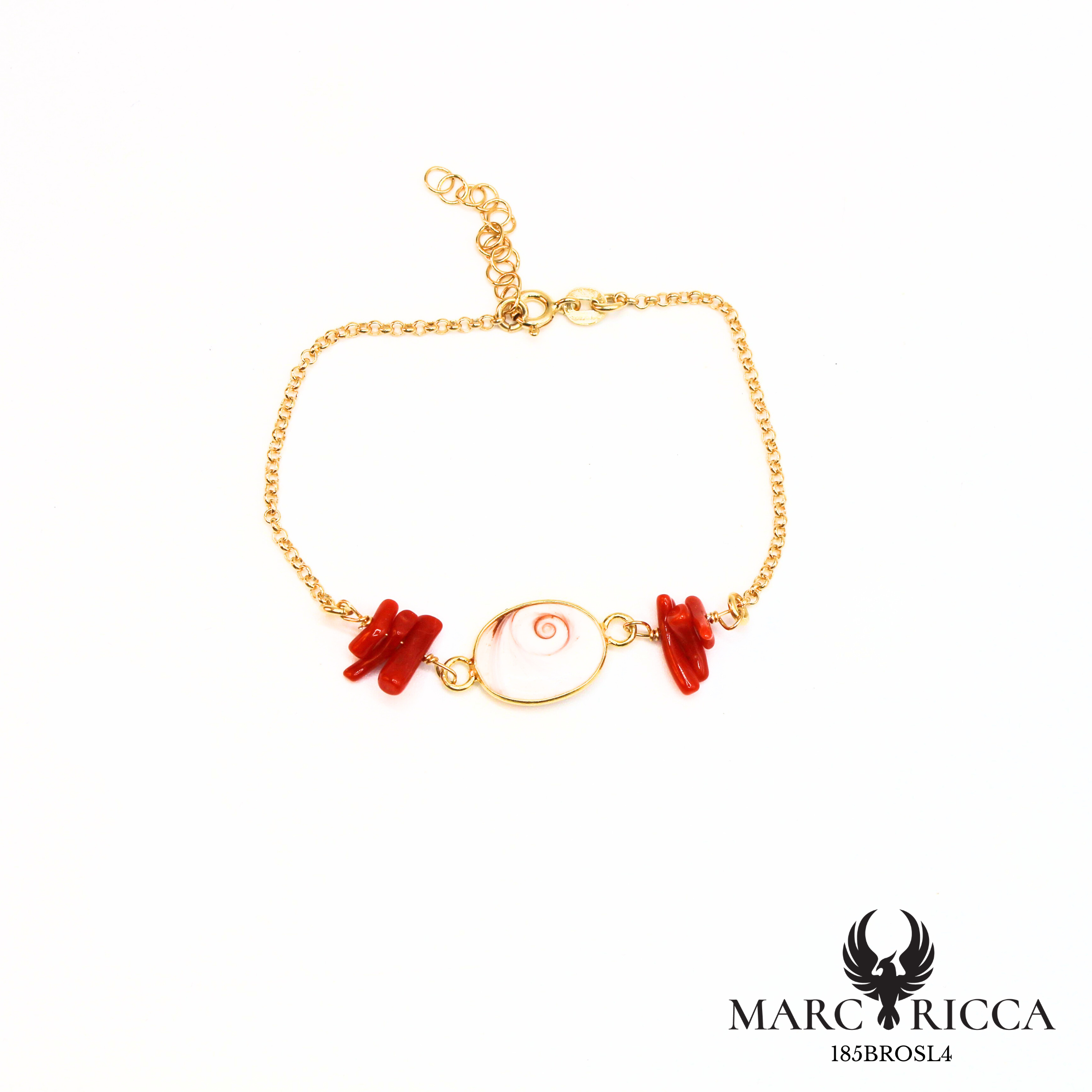 Bracelet en vermeil avec corail et œil de Sainte Lucie