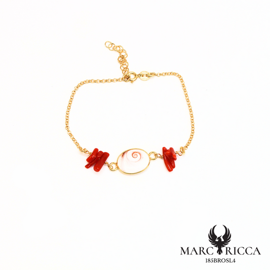 Bracelet en vermeil avec corail et œil de Sainte Lucie