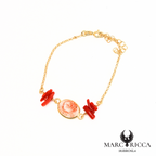 Bracelet en vermeil avec corail et œil de Sainte Lucie