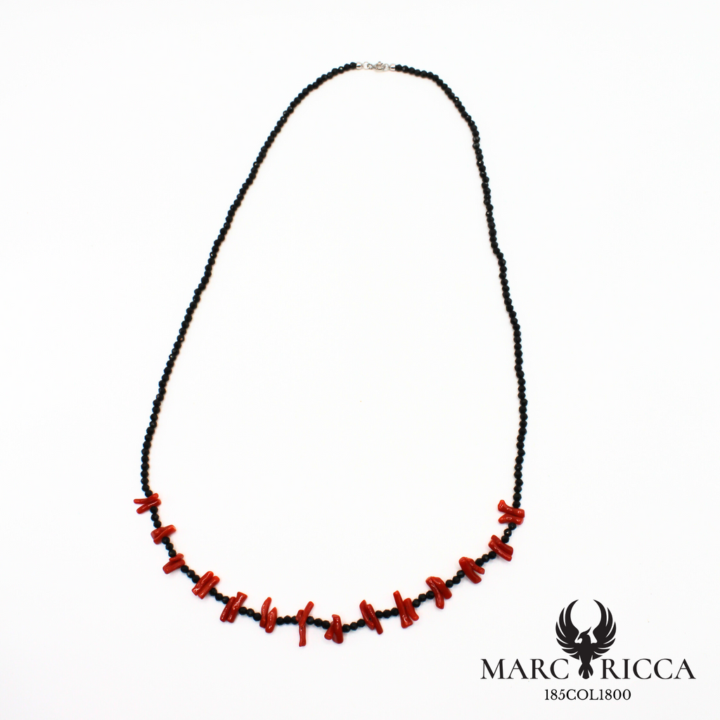 Collier en cristal noir et corail cupolino