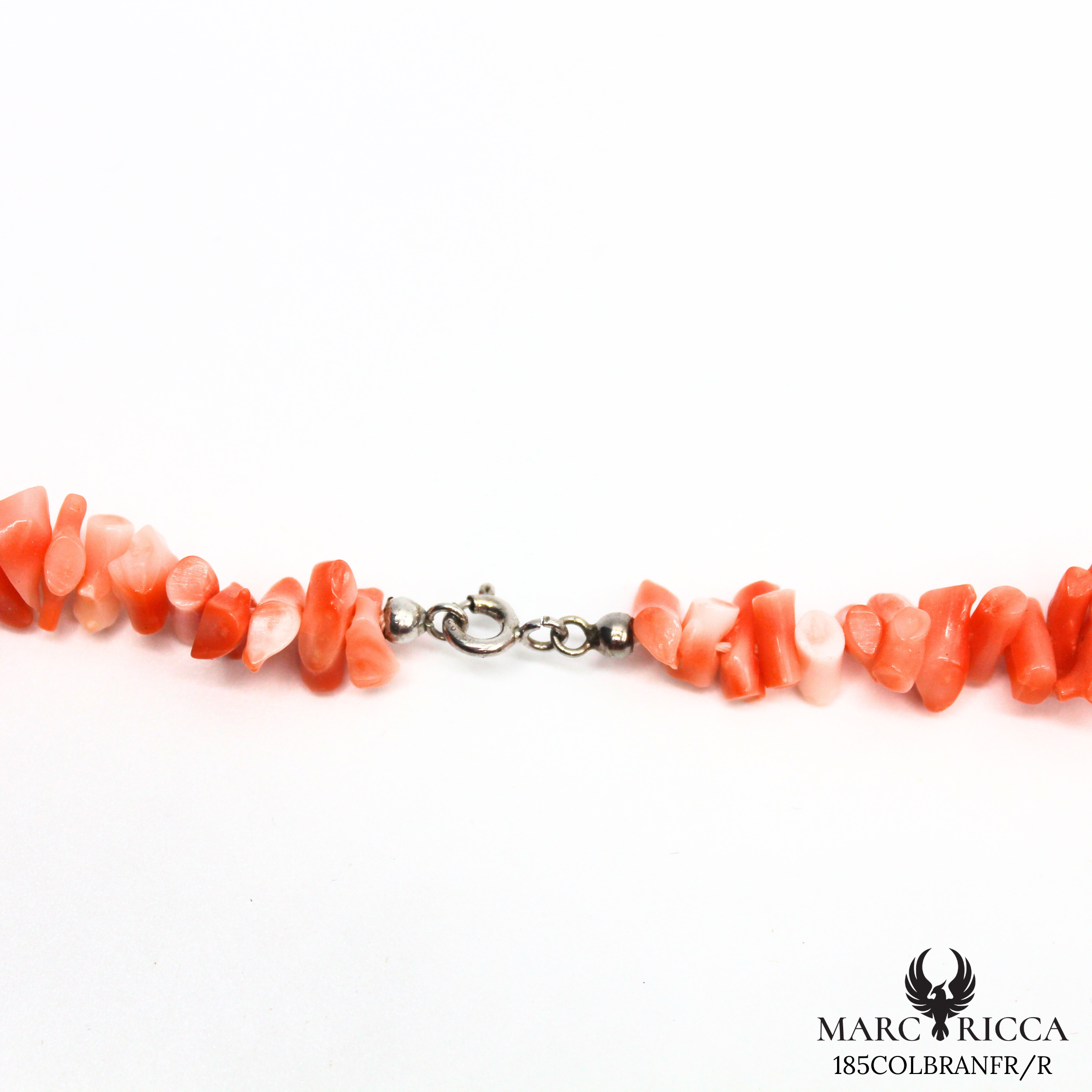 Collier argent corail rose branche