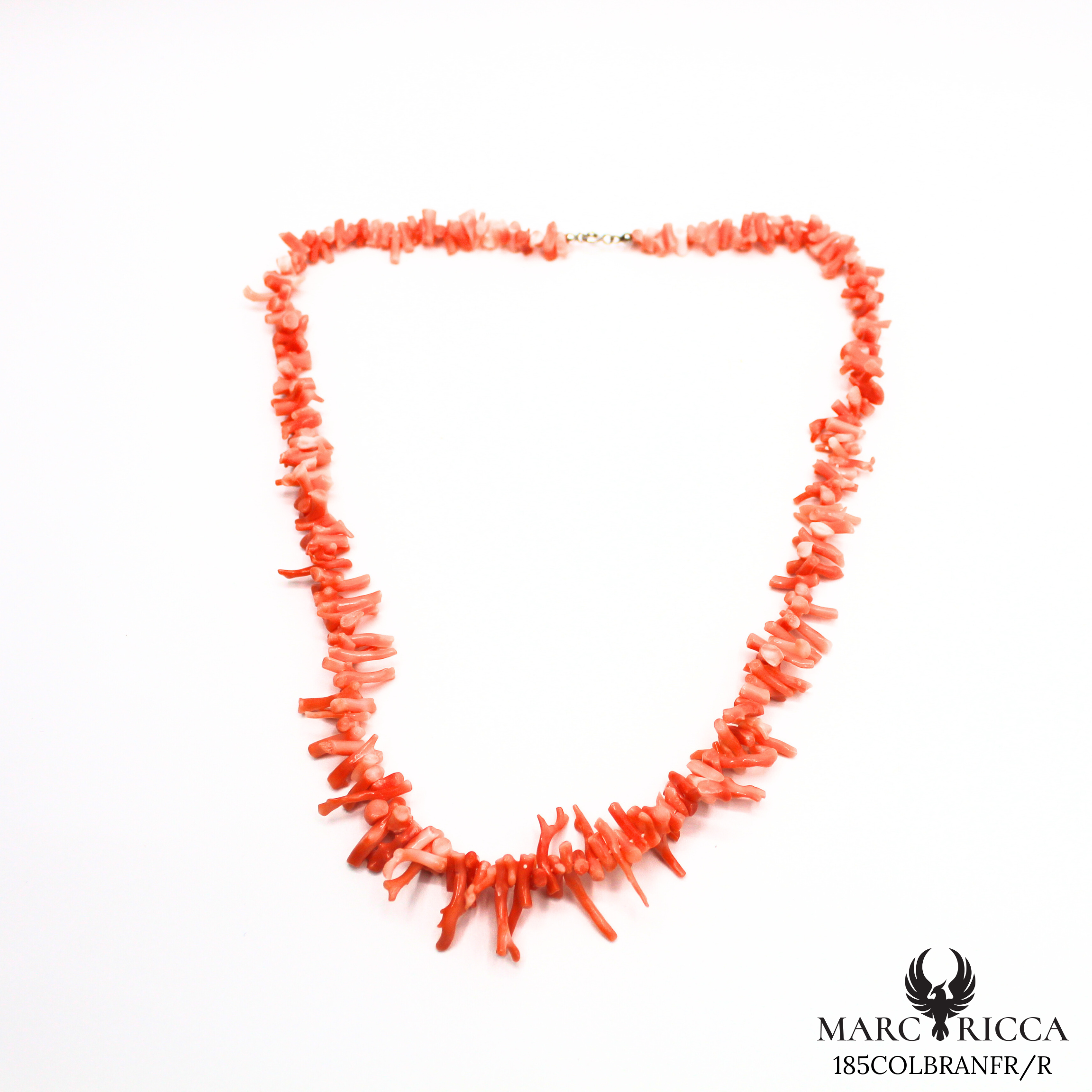 Collier argent corail rose branche
