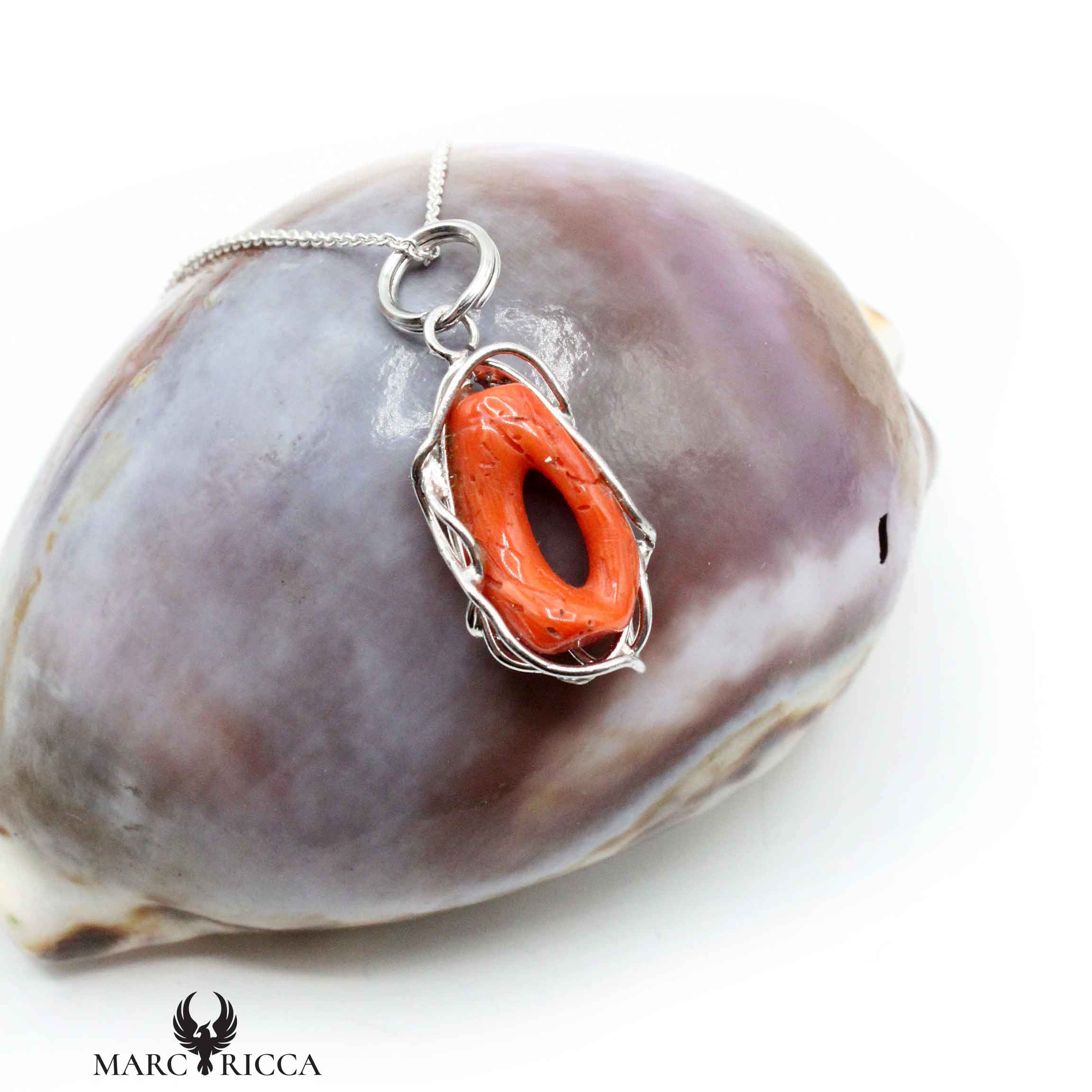 Pendentif Argent Anneau de Corail