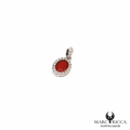 Pendentif cabochon corail et zirconium en argent ou vermeil