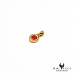 Pendentif cabochon corail et zirconium en argent ou vermeil