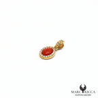 Pendentif cabochon corail et zirconium en argent ou vermeil