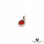 Pendentif cabochon corail et zirconium en argent ou vermeil
