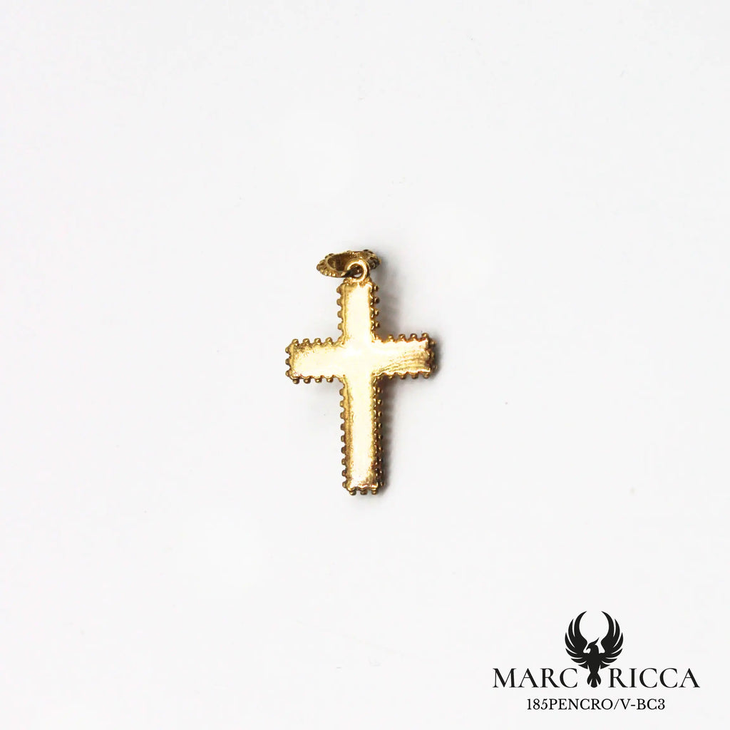Pendentif croix filigranée sarde perle de corail en vermeil