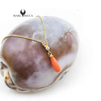 Pendentif Argent Goutte Corail Rose et Zirconium