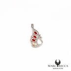 Pendentif cygne en argent avec cabochons en corail