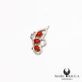Pendentif papillon en argent avec corail et zirconium