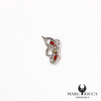 Pendentif papillon en argent avec corail et zirconium