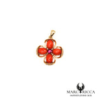 Pendentif fleur corail avec zirconium en vermeil