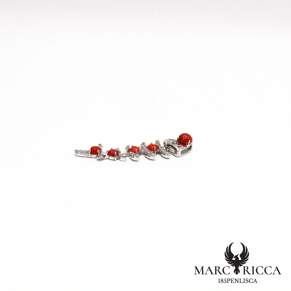 Pendentif poisson corail vermeil et zirconium