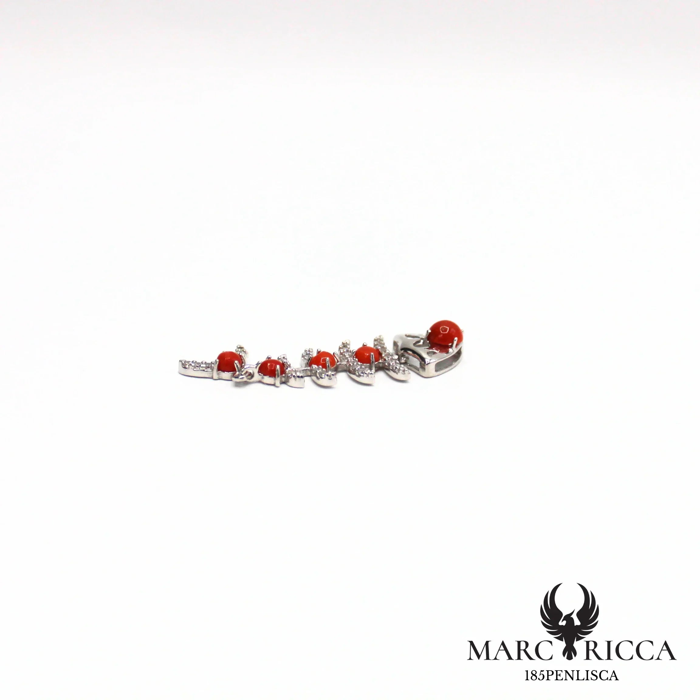 Pendentif poisson corail vermeil et zirconium