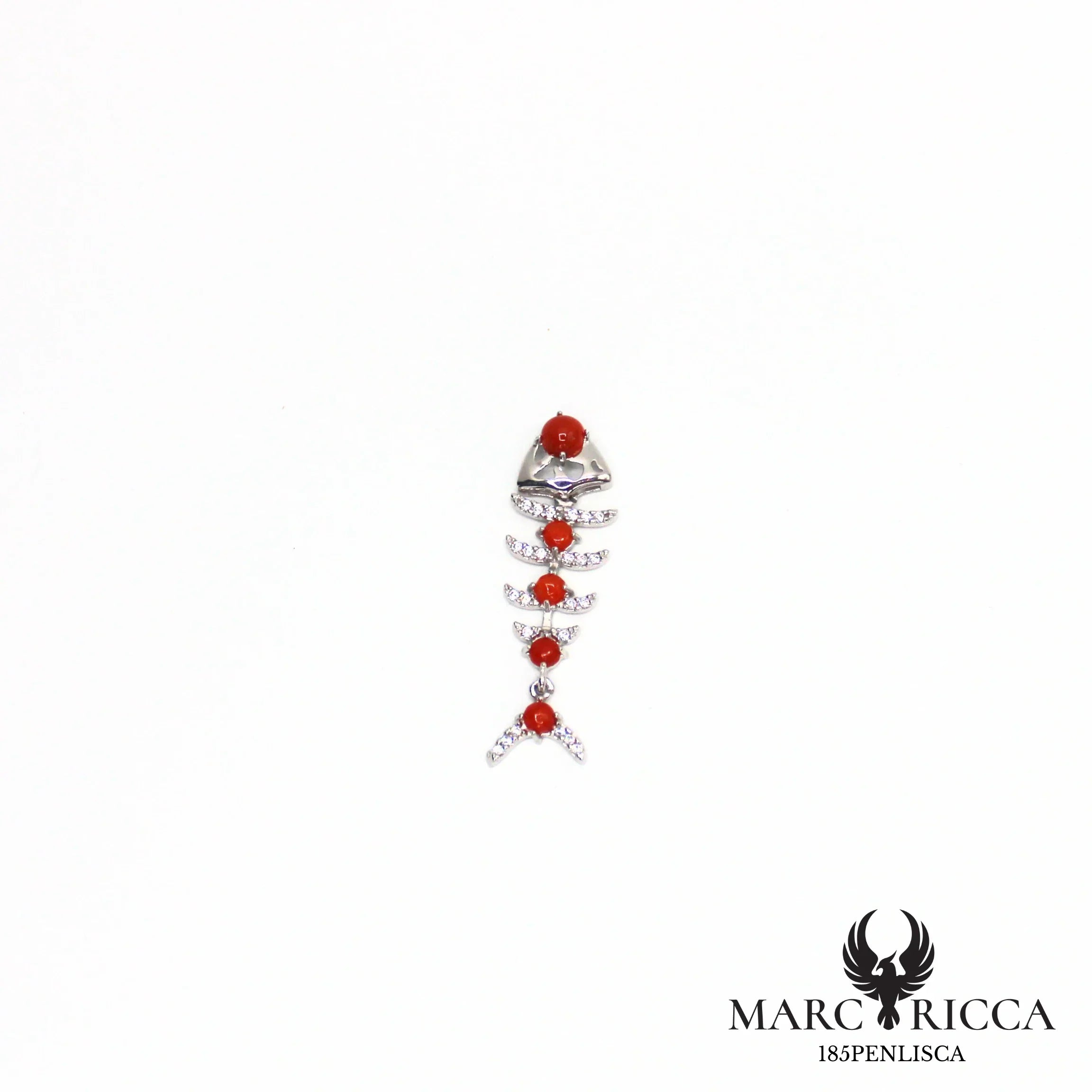 Pendentif poisson corail vermeil et zirconium