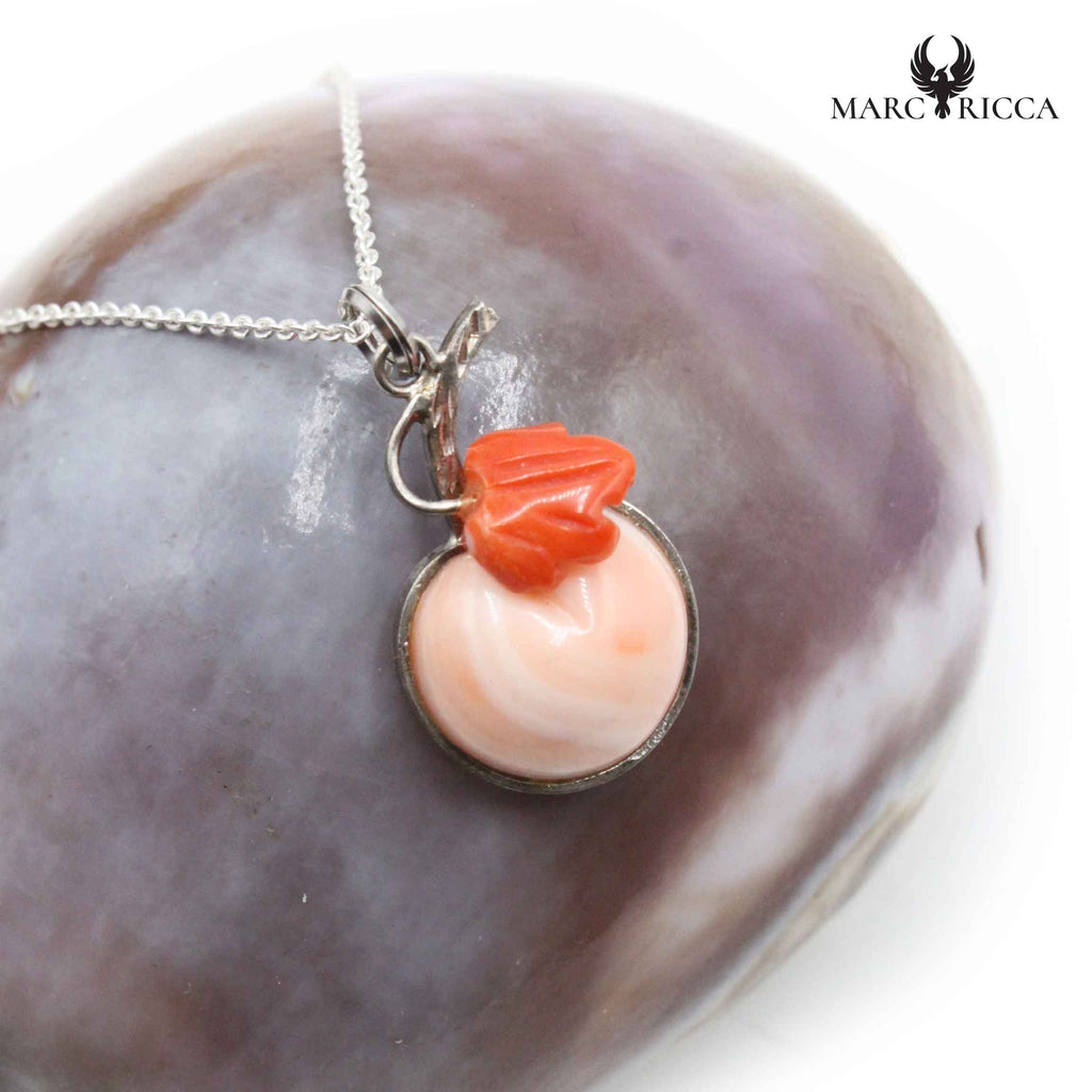 Pendentif Argent Pomme en Corail