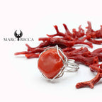 Bague Argent Corail Brut