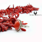 Bague Argent Corail Cabochon
