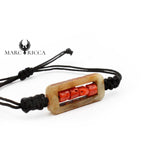 Bracelet Cordon Corne de Bélier & Corail