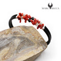 Bracelet Jonc Argent Caoutchouc 2 Rangs Corail