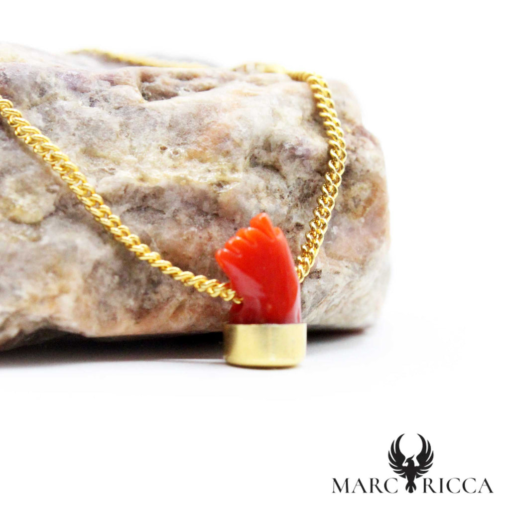 Collier Argent Corail Rouge