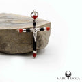 Pendentif Argent Croix Perles de Corail & Christ
