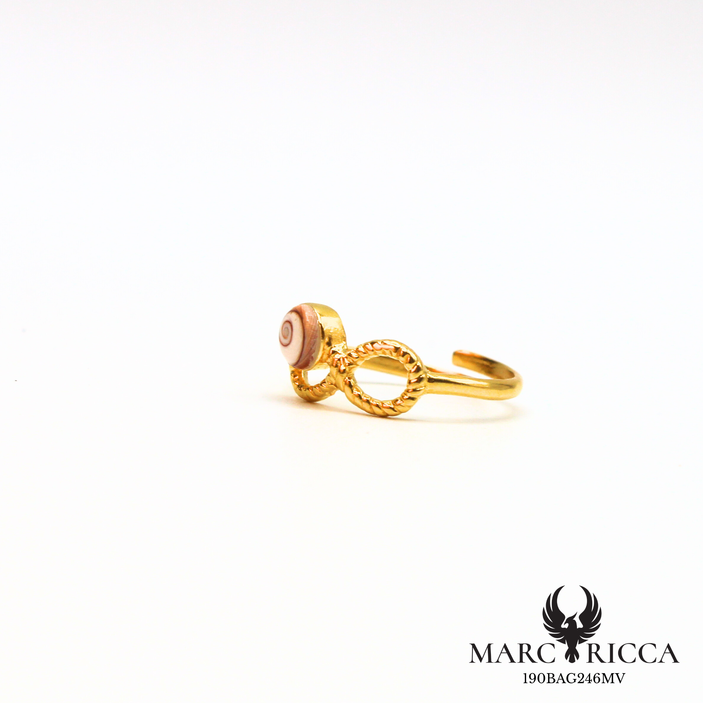 Bague infini avec Oeil de Sainte Lucie en argent ou vermeil
