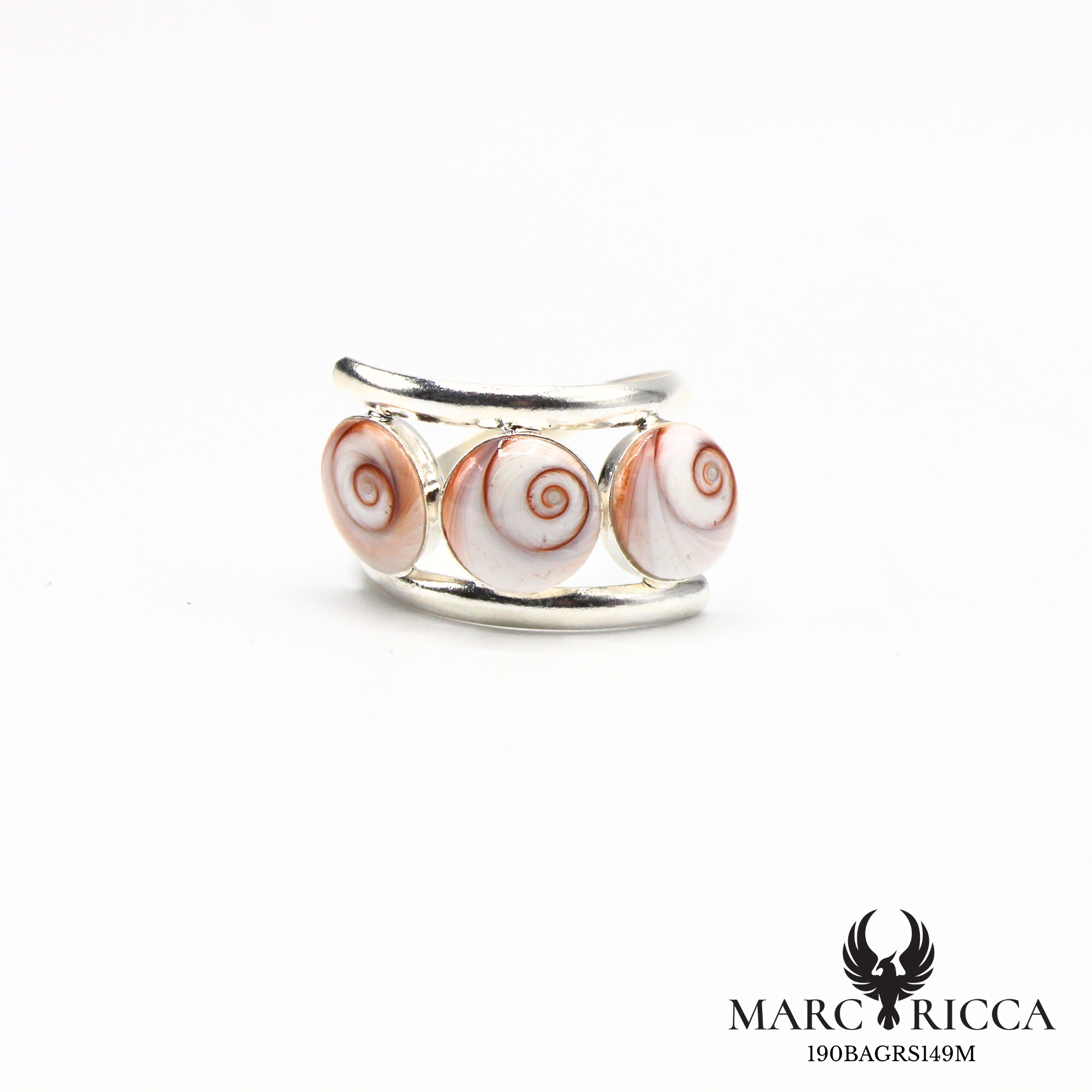 Bague en vermeil ou argent avec trois yeux de Sainte Lucie