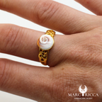 Bague Argent Œil Sainte Lucie Tresse