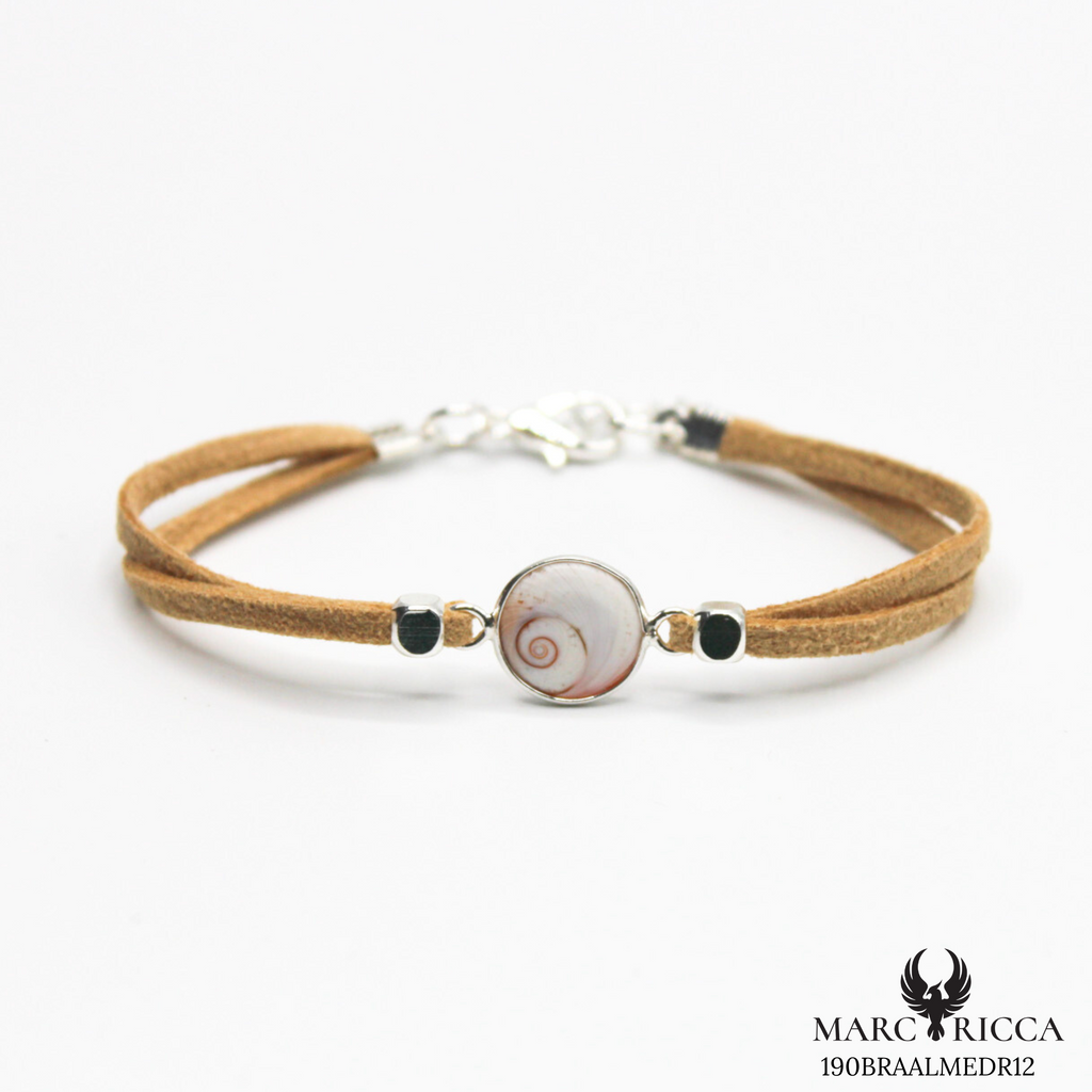 Bracelet en Argent / Vermeil et alcantara avec Œil de Sainte Lucie