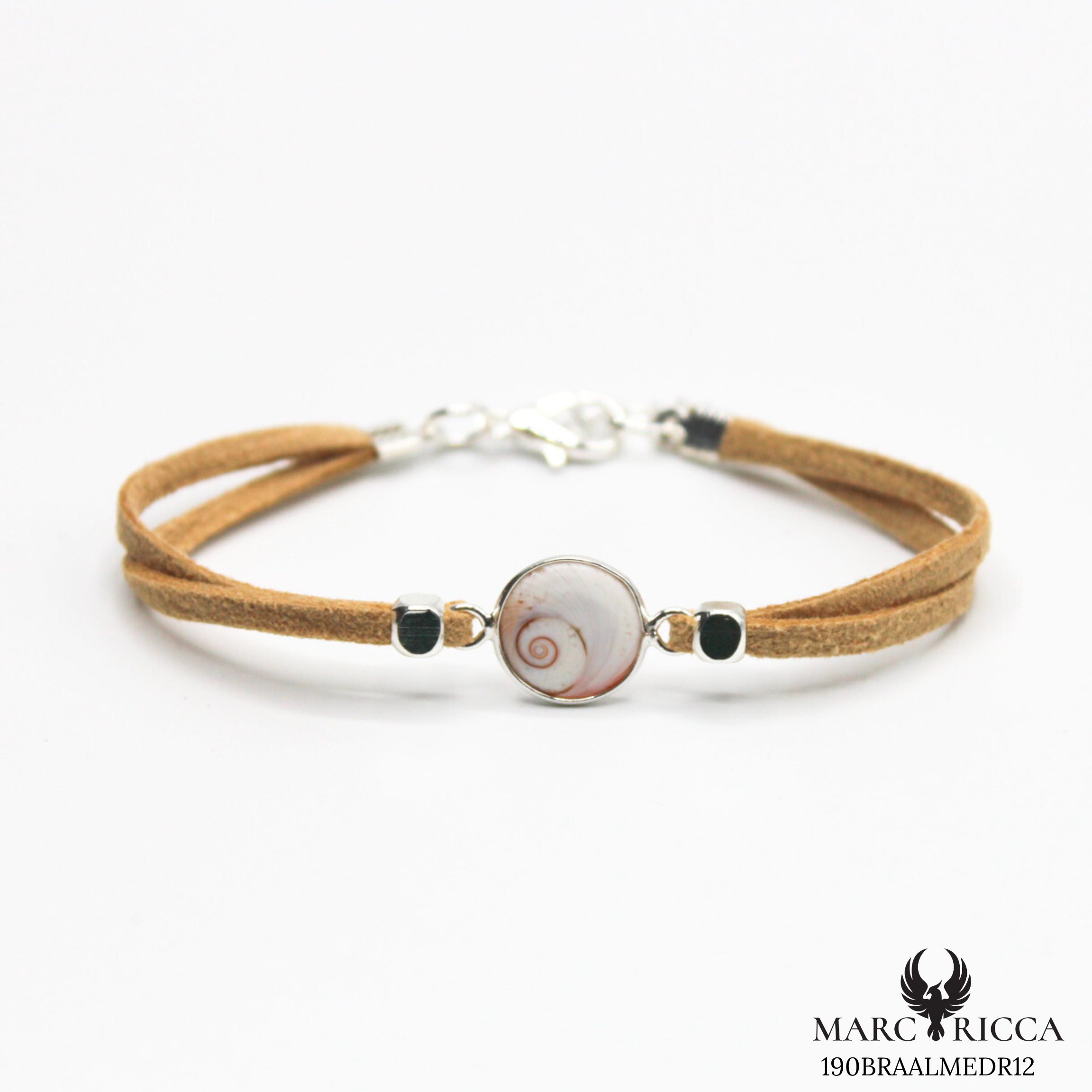 Bracelet en Argent / Vermeil et alcantara avec Œil de Sainte Lucie