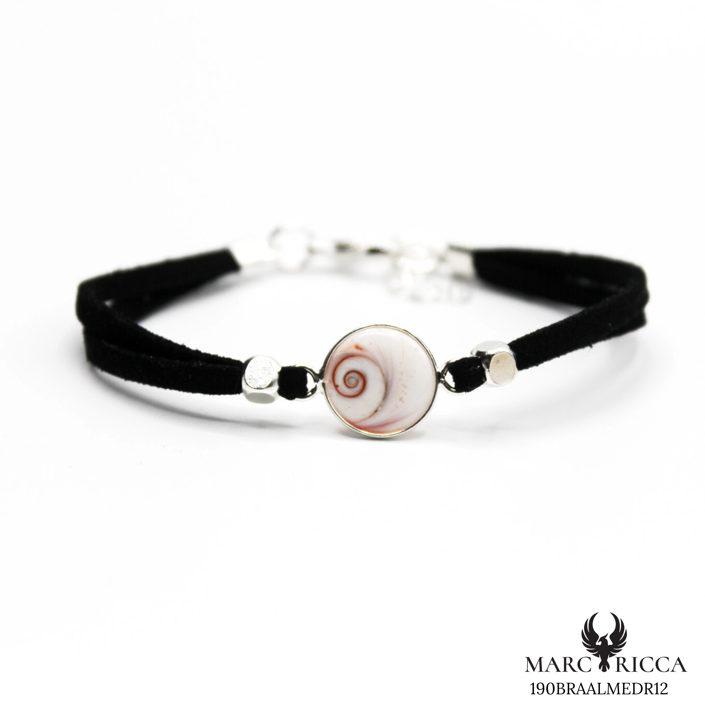 Bracelet en Argent / Vermeil et alcantara avec Œil de Sainte Lucie
