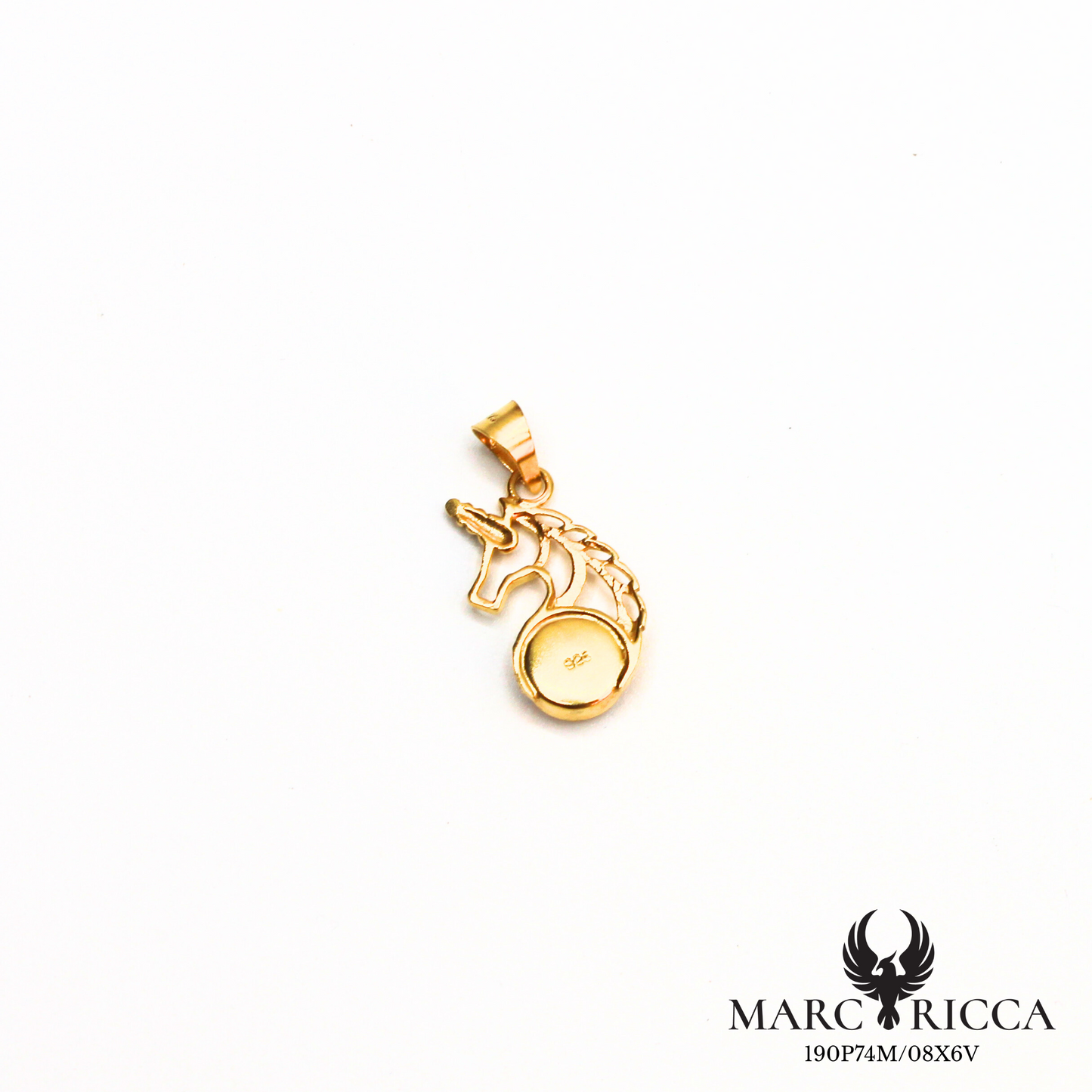 Pendentif licorne en vermeil ou argent avec œil de Sainte Lucie