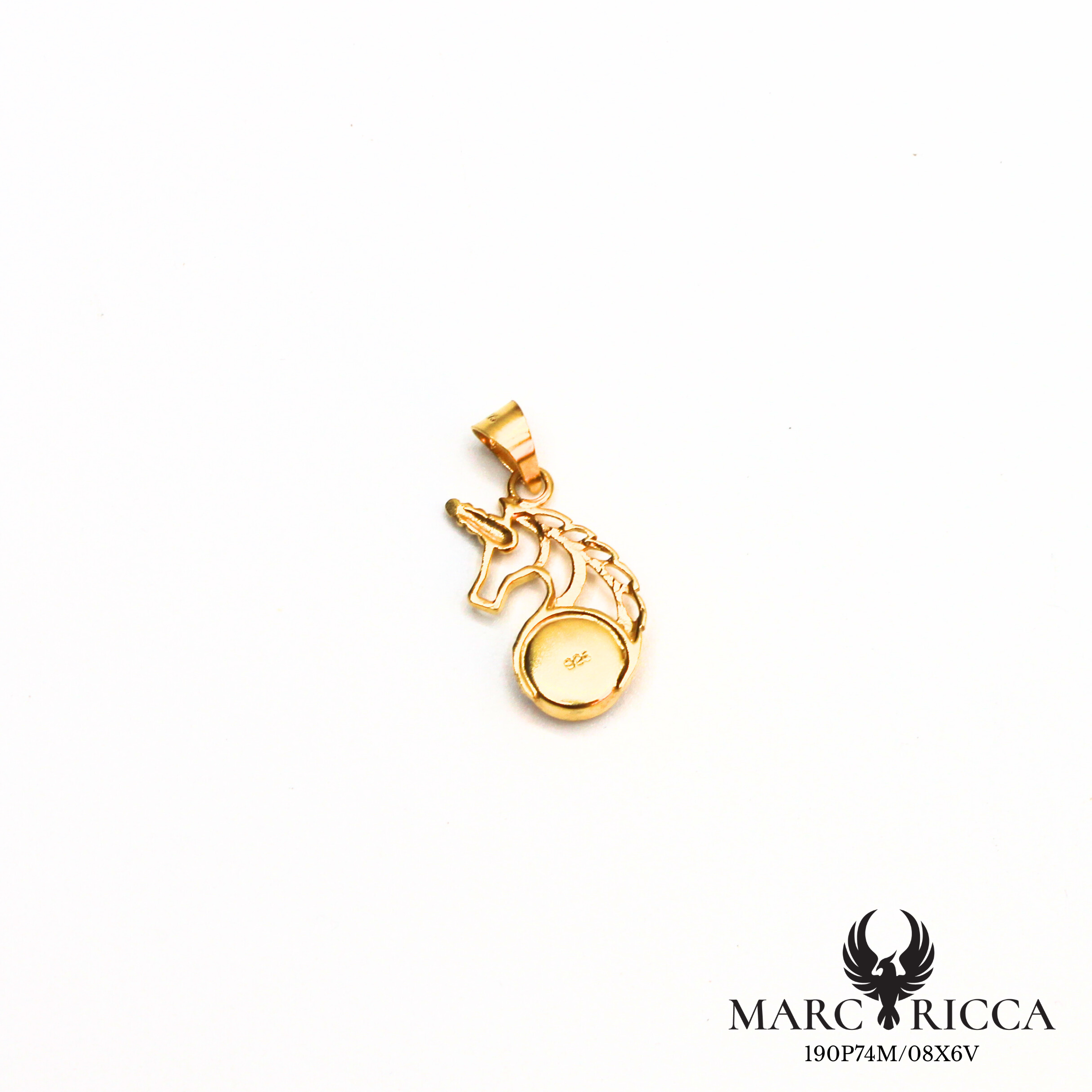 Pendentif licorne en vermeil ou argent avec œil de Sainte Lucie