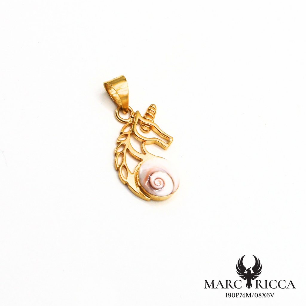 Pendentif licorne en vermeil ou argent avec œil de Sainte Lucie