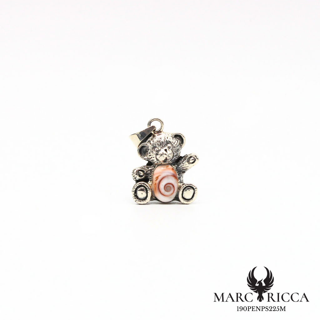 Pendentif ourson avec œil de Sainte-Lucie en argent ou vermeil