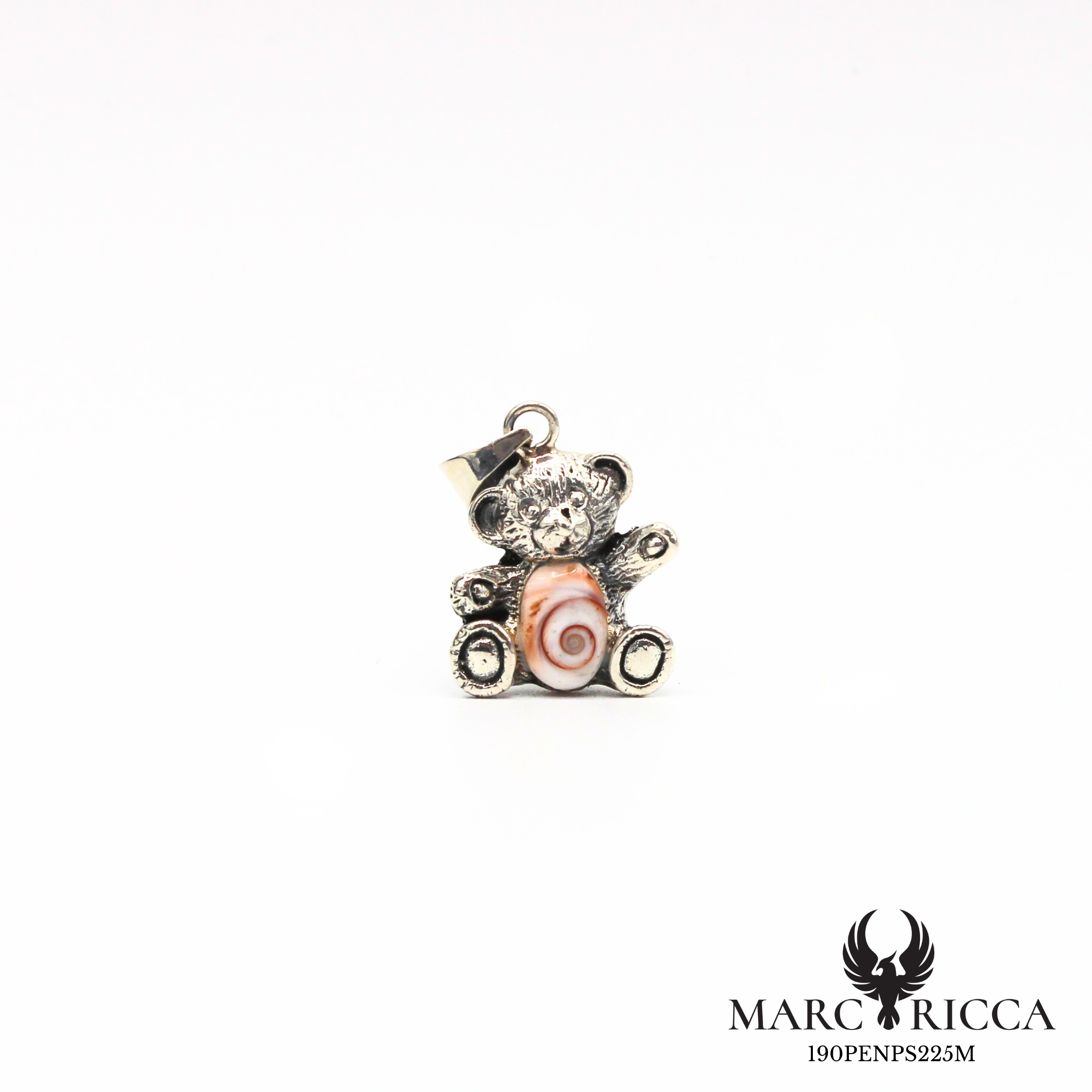 Pendentif ourson avec œil de Sainte-Lucie en argent ou vermeil