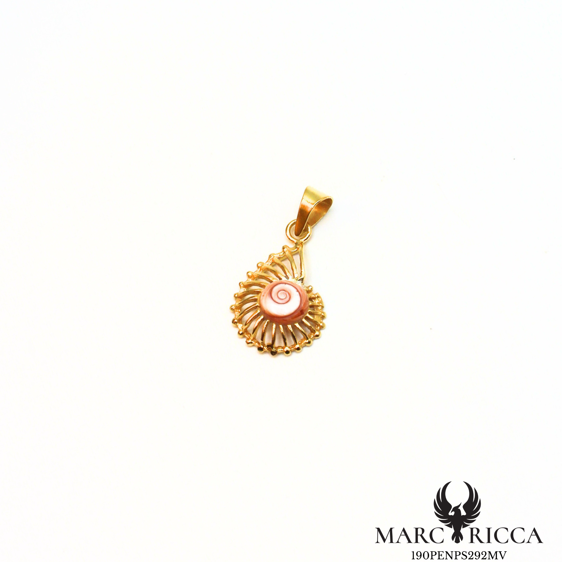 Pendentif coquillage œil de Sainte Lucie en argent ou vermeil