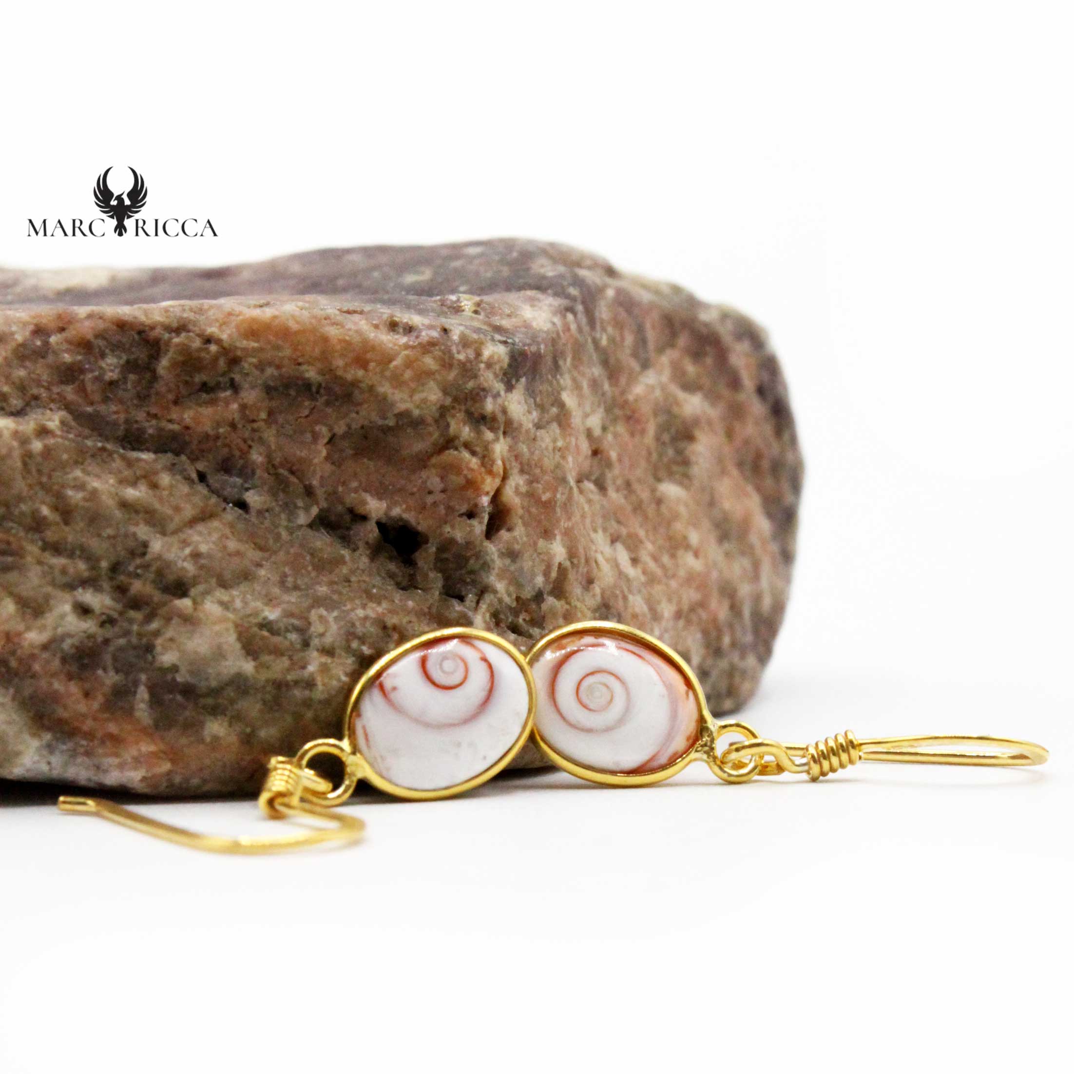 Boucles Argent Œil de St-Lucie Ovales Dos Naturel