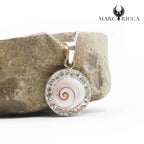 Pendentif Argent Œil de St-Lucie Rond Strass