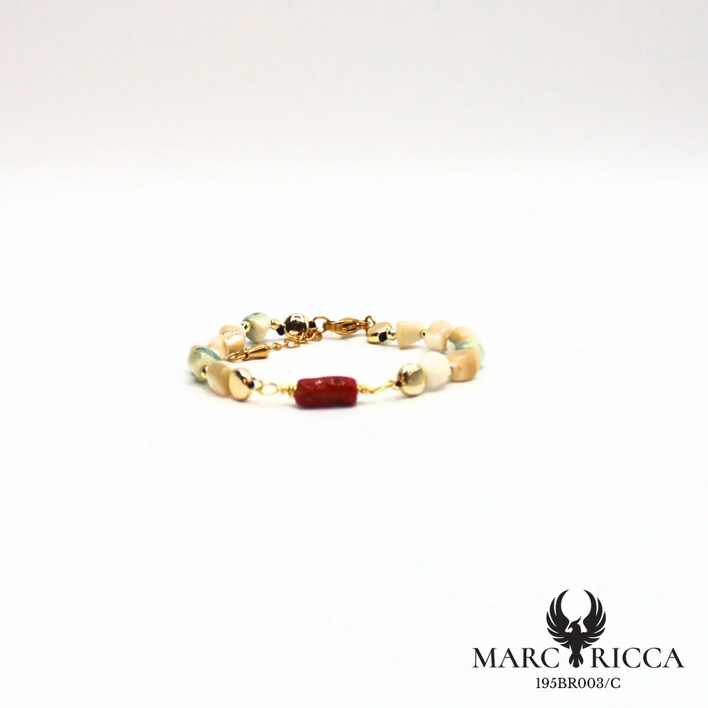 Bracelet nacre et corail en acier
