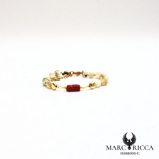 Bracelet nacre et corail en acier