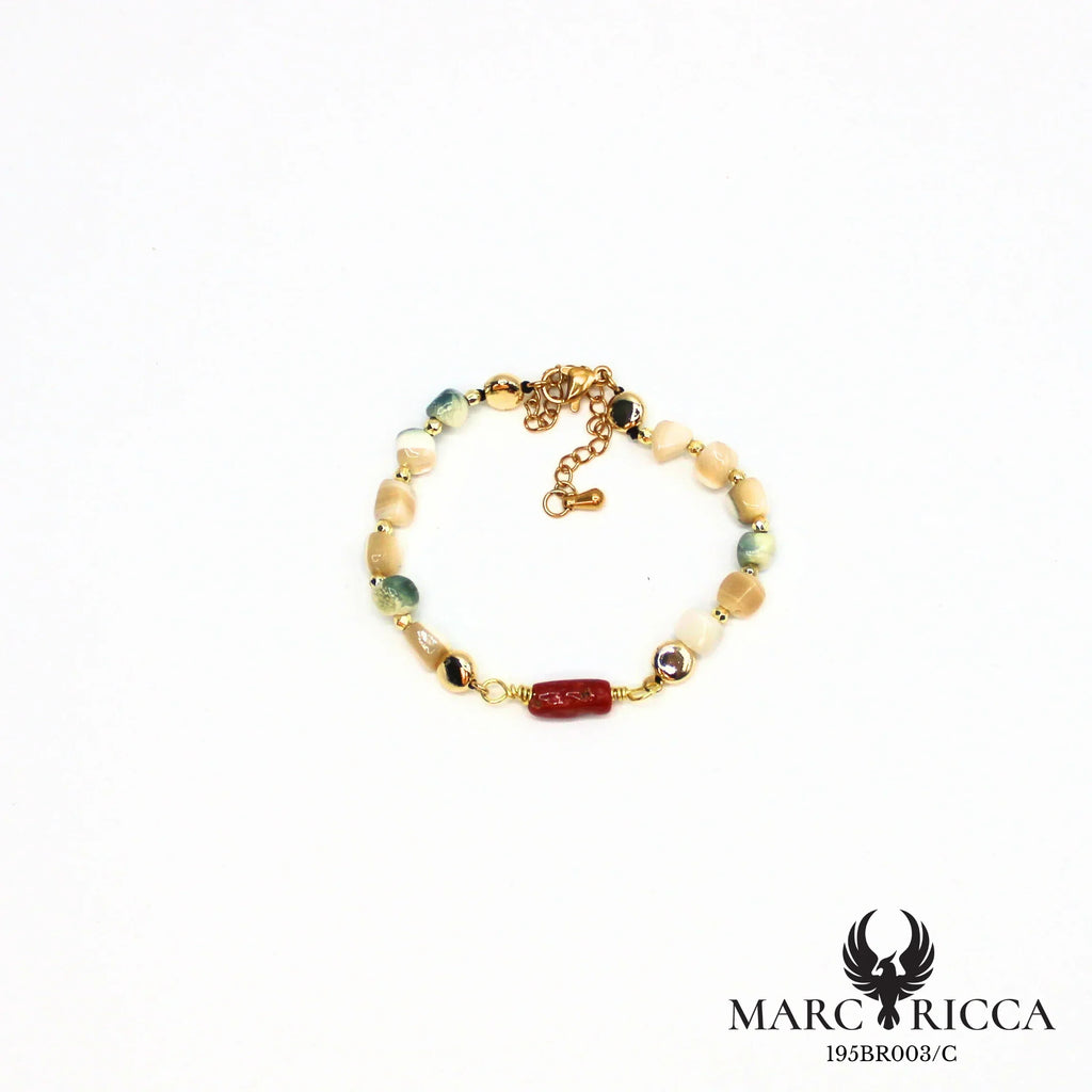 Bracelet nacre et corail en acier