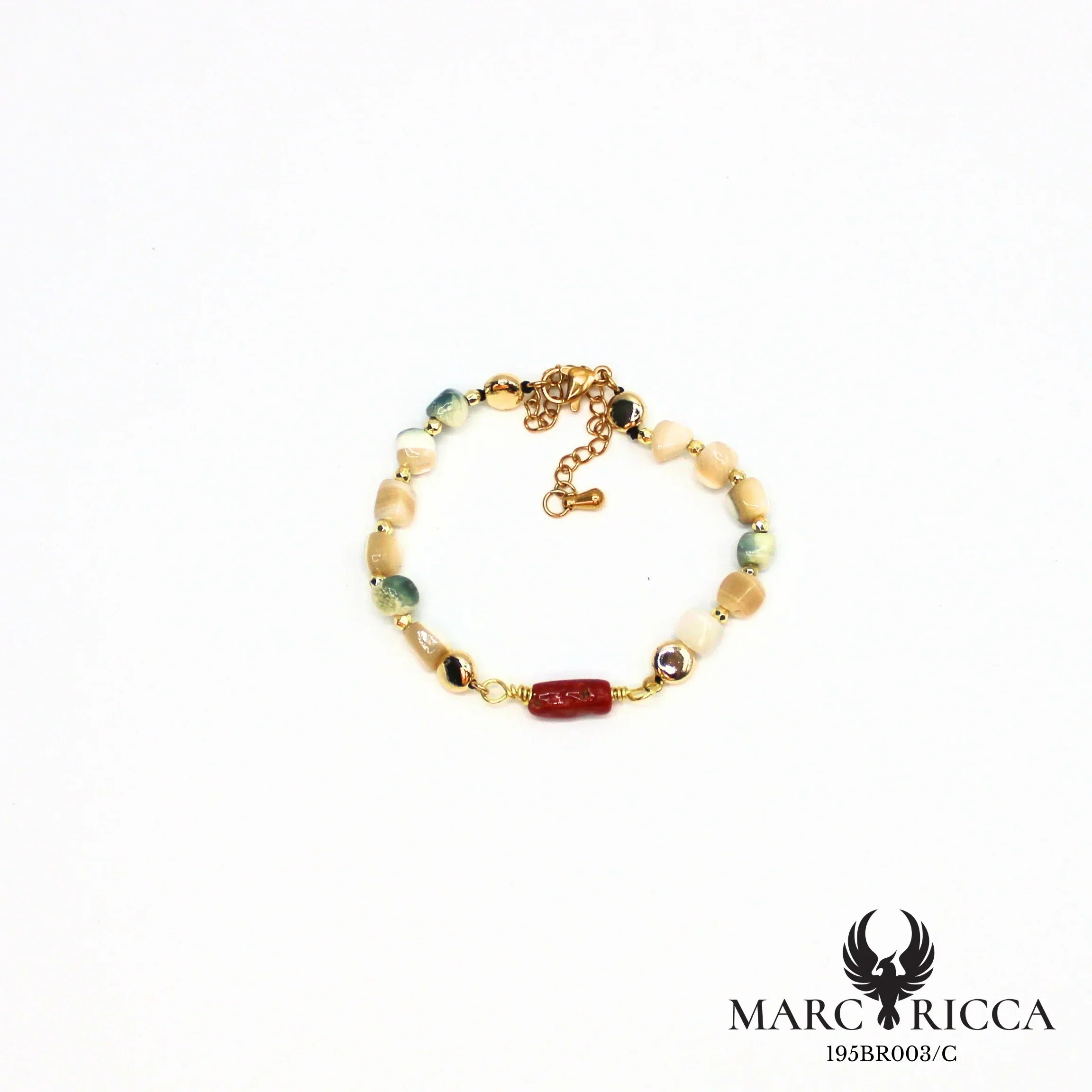 Bracelet nacre et corail en acier