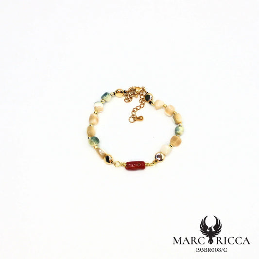 Bracelet nacre et corail en acier