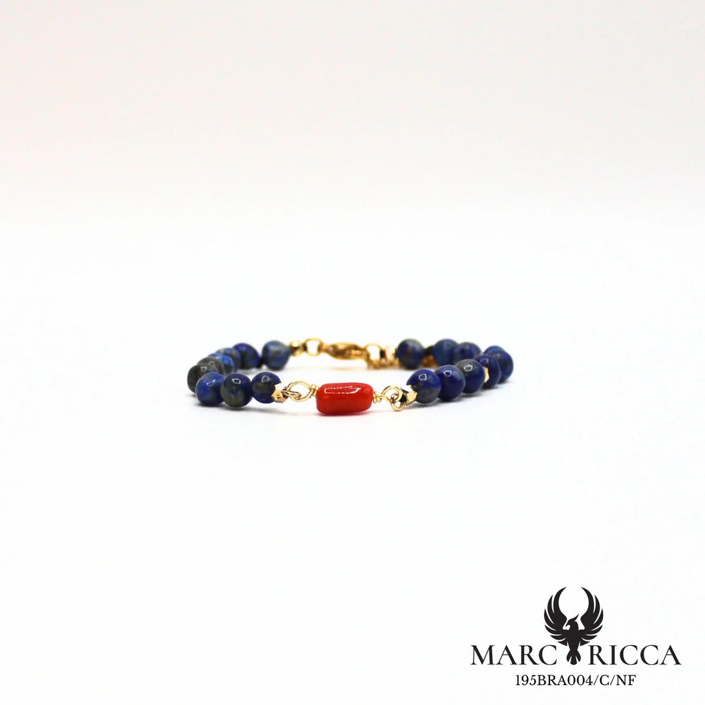 Bracelet pierres et corail en acier