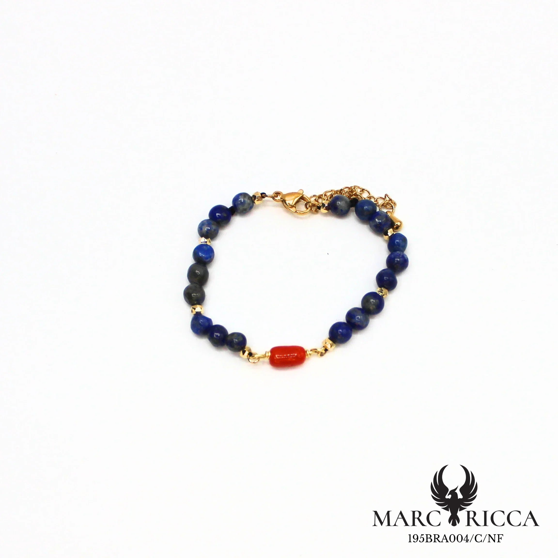 Bracelet pierres et corail en acier